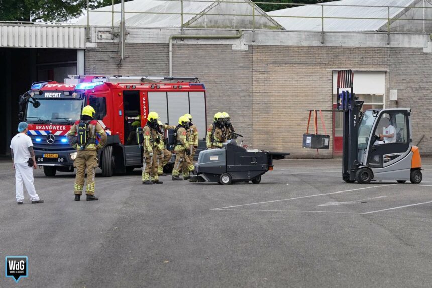 Brand in accu van veegwagen