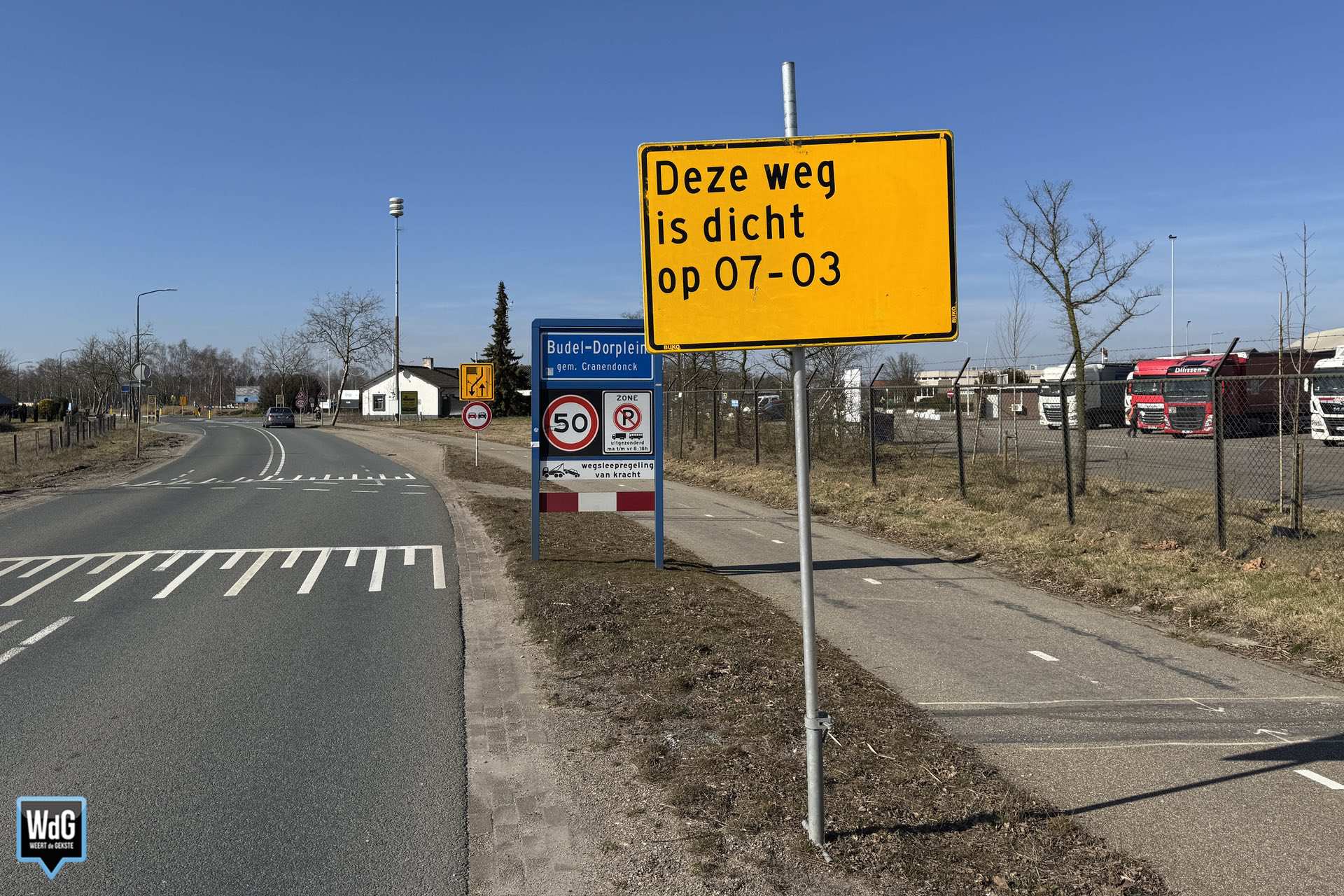 Aankondiging wegafsluiting in Budel-Dorplein